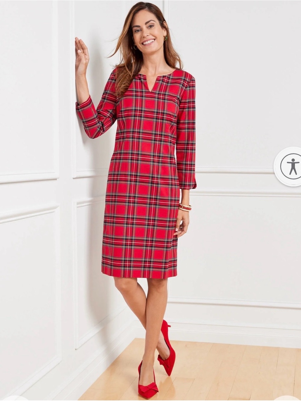 Talbots Petite 4 A-Line Red Mountain Plaid Dress Tartan Plaid Holidays Christmas